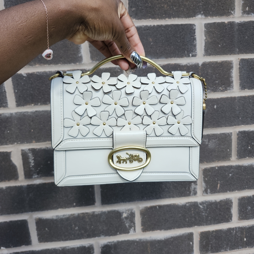 Coach White Floral Satchel